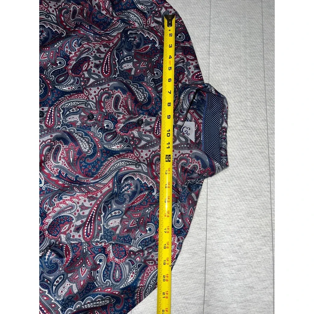 Kilburne & Finch Mens L Blue Red Paisley Long Sleeve Button Down Shirt